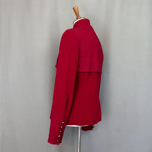 Donna Karan New York Size 8 Red Blazer Stretch Jacket Silver Buttons - Picture 6 of 16